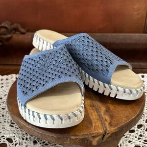 ⭐️⭐️ Ilse Jacobsen Tulip Open Toe Slide slip on blue shoes sz 40 US 9.5 or 10